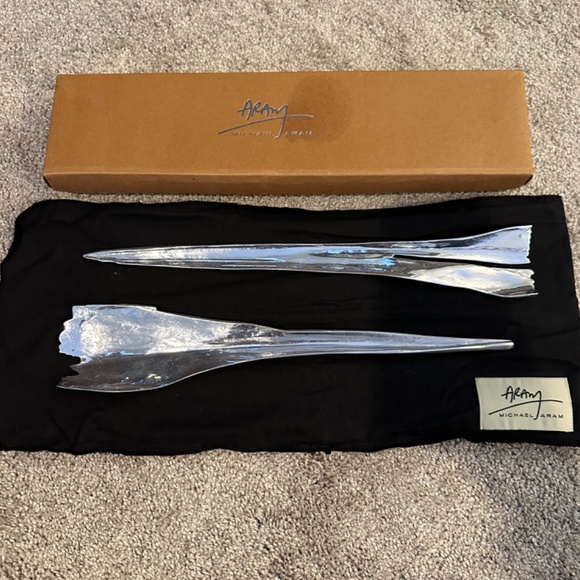 NEW ORIGINAL RARE Michael Aram Forest Leaf Collection Botanical Palm Serving Set - Picture 2 of 7